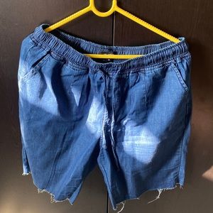 Elastic Denim Shorts